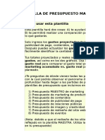 1) MASTER Plantilla de Presupuesto de Marketing