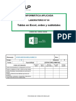 Lab-9 Tabla en Excel Orden y Subtotales