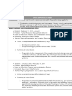 CS Form No. 212 Attachment - Work Experience Sheet