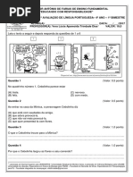 1 Avaliação de Língua Portuguesa - 4º Ano - 1º Bimestre - 2017