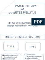 Pharmacotherapy of Diabetes Mellitus: Dr. Ave Olivia Rahman, Msc. Bagian Farmakologi Fkik Unja