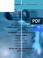 Informe 2 Determinacion Del Coeficiente de Difusion en Liquidos