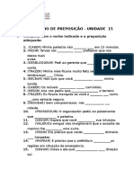 Exercício de Preposição Unidade 15 Revisado