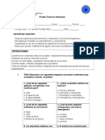 Prueba Unidad 6 Materia Ciencias 7 Basico