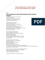 Discurso Final Del Gran Dictador (De Sir Charles Chaplin) (The Final Speech of The Great Dictator (By Sir Charles Chaplin) )