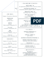 Daily Provisions Dinner Menu