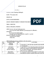 Lesson Plan Present Simple Vs Present Progressive