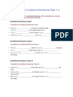 English Test On Conditional Sentences Type 1, 2 and 3