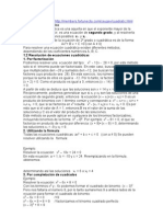 Grado 9º. Ecuación Cuadrática