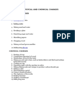 Example of Physycal and Chemical Changes