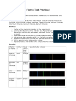 Flame Test Practical: Purpose: To Observe Some Characteristic Flame Colour of Some Metal Ions. Materials Needed