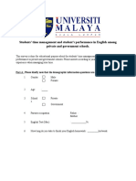 Students' Time Management and Student's Performance in English Among Private and Government Schools