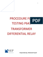 Procedure For Testing P643 Transformer Differential Relay: Prepared by Eng: Mohamad Tauseef