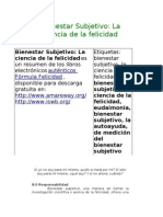 Bienestar Subjetivo La Ciencia de La Felicidad