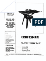 Manual, Craftsman Table Saw, Model 113-298720 and 750