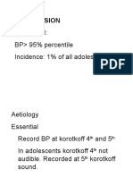 Hypertension: Definition: BP 95% Percentile Incidence: 1% of All Adolescents