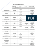 Production Schedule: Process Website/ Medium Time Taken Date Individual Pre-Production