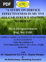 A Study On Service Effectiveness in My Tvs All Car Service Station, Madurai