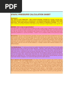 Static Pressure Calculation Sheet