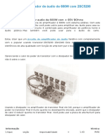 Circuito de Amplificador de Áudio de 600W Com 2SC5200 2SA1943 e PCB