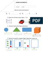 Examen de Matemática para Primer Grado