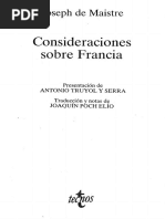 Joseph de Maistre Consideraciones Sobre Francia PDF