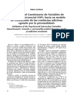 Area Clinica. Validación Del Cuestionario de Variables de Interacción Psicosocial (VIP) Hacia Un Modelo de Tratamiento de Las Conductas Adictivas Guiado Por La Personalidad