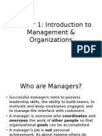 Chapter 1: Introduction To Management & Organizations