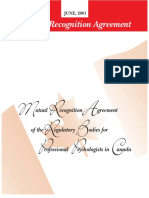 Mutual Recognition Agreement: MR RB P P C A