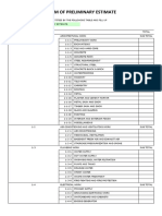 Form of Preliminary Estimate