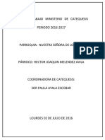 Plan de Trabajo Pastoral de Catequesis 2016-2017