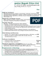 C&IT Computer Repair Price List: Service Types Fee