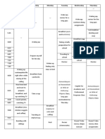 One-Week Schedule of Daily Activities