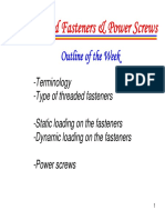 Threaded Fasteners & Power Screws: Outline of The Week