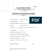 Jaypee Business School: Corporate Internship-2010 Form