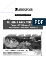 All India Open Test (Aiot) : Target: JEE (Advanced) 2015