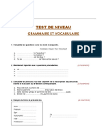 Test de Niveau A1 Vers A2