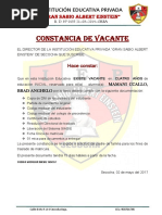 Constancia de Vacante 2017