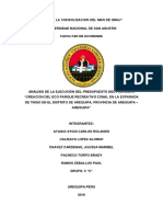 Análisis de La Ejecución Del Presupuesto Del Proyecto "Creacion Del Eco Parque Recreativo Zonal en La Exparada de Tingo en El Distrito de Arequipa, Provincia de Arequipa - Arequipa"