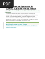 Cómo Ganar en Aperturas de Ajedrez Jugando Con Las Negras