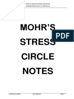 Mohr'S Stress Circle Notes: Centre of Advanced Design Engineering ENG4082 Mathematics and Mechanics