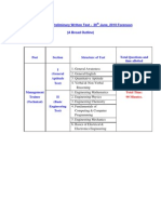 MT (Technical) Preliminary Written Test - 20 June, 2010 Forenoon (A Broad Outline)