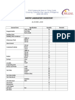 Chemistry Laboratory Inventory: As of JUNE 1, 2015