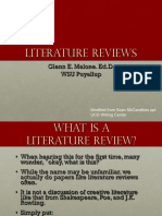 Literature Reviews: Glenn E. Malone. Ed.D. WSU Puyallup