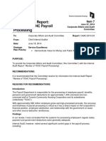 Item 7 - Internal Audit Report - Review of TCHC Payroll Processing