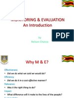 Monitoring & Evaluation An Introduction: by Nelson Chanza