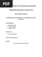 Variador de Avance Bomba Rotativa Tipo VE