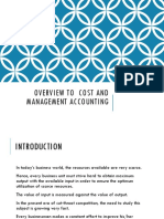 Overview To Cost and Management Accounting