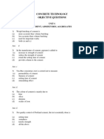 Concrete Technology Objective Questions: UNIT-1 Cement, Admixtures, Aggregates