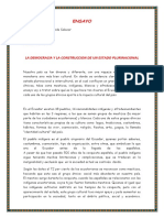 La Democracia y La Construccion de Un Estado Plurinacional